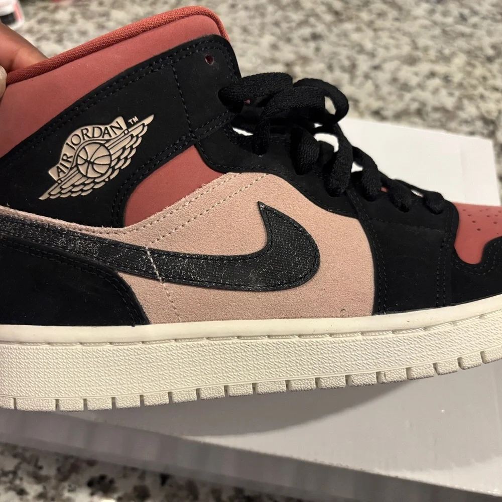 Jordan Women's Black and Coral Sneakers - Picture 2 of 5